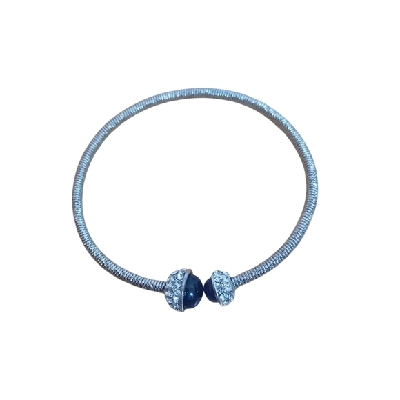 Women's Fashion Costume Jewelry Silver Bling Blue Gem Ball Bracelet Formal Fancy - Picture 1 of 5